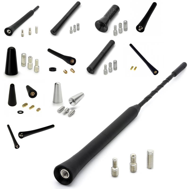 Premium Kurzstab Stab Antenne Auto Schwarz Carbon Alu Mini für viele Fahrzeuge von Tuning Fanatics