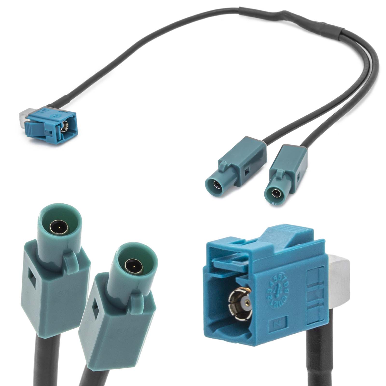 Radio Y-Antennen Adapter FAKRA (Z) Buchse Doppel Stecker Kabel für VW Audi Seat von Tuning Fanatics