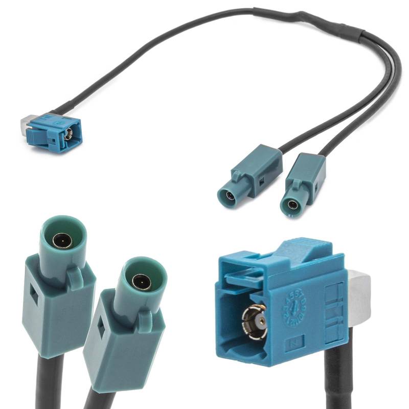 Radio Y-Antennen Adapter FAKRA (Z) Buchse Doppel Stecker Kabel für VW Audi Seat von Tuning Fanatics