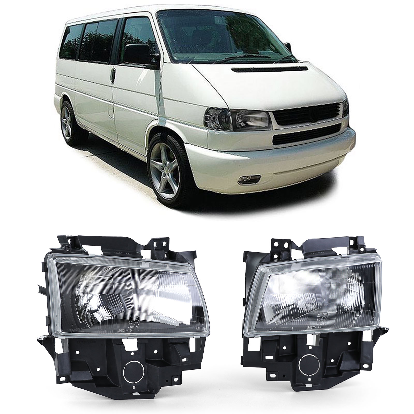 Scheinwerfer LINKS + RECHTS H4 Schwarz Smoke für VW T4 IV ab 1996-2003 Scheinwerfer LINKS + RECHTS H4 Schwarz Smoke für VW T4 IV ab 1996-2003 von Carparts-Online GmbH