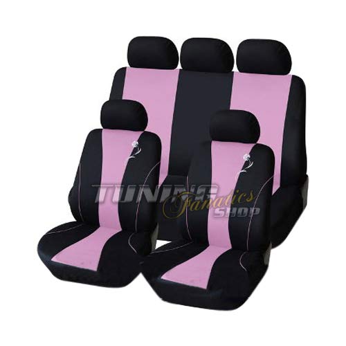 Sitzbezug Sitzbezüge Schonbezüge Bezug Sitz Schwarz Pink Set Universal Universell für viele Fahrzeuge von Tuning Fanatics