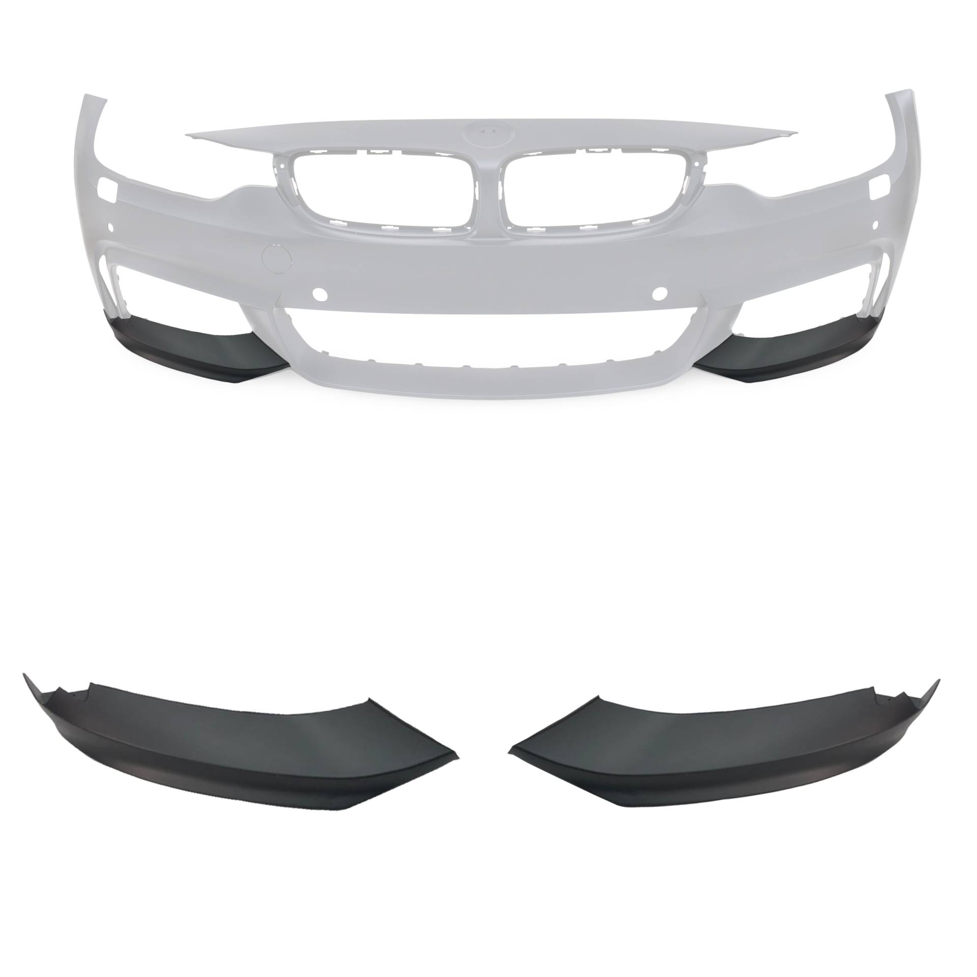 Sport Front Splitter Lip Flaps Performance SCHWARZ MATT für BMW 4er F32 F33 F36 ab 2014- (nur für M-Paket) von JOM Car Parts & Car Hifi GmbH
