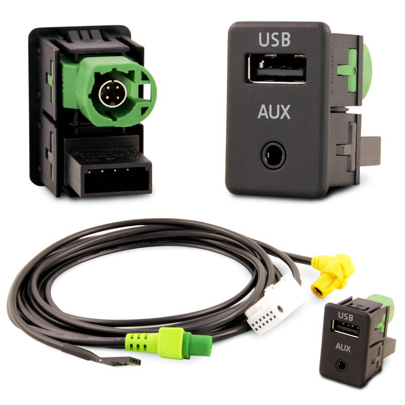 USB AUX Einbau Block Schalter Adapter für VW RCD RNS RNS RCD 300 310 315 510 von Tuning Fanatics