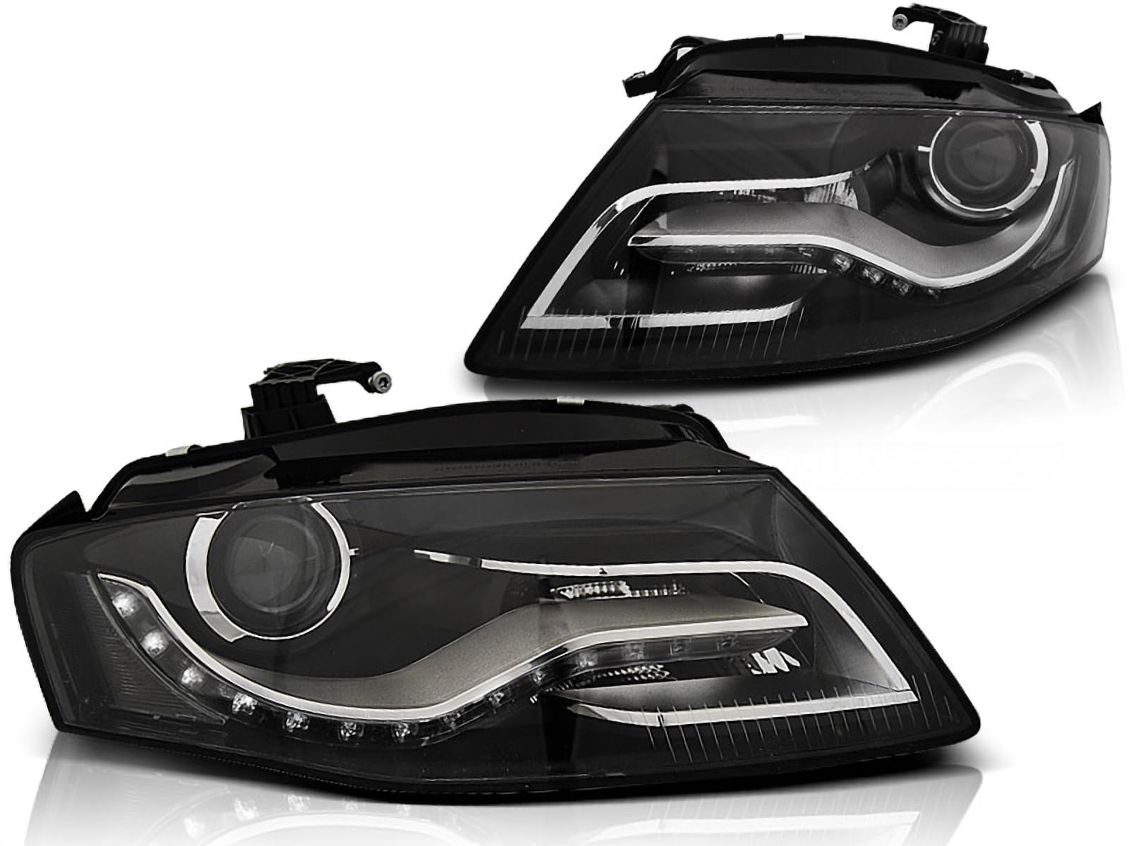 LED Tagfahrlicht Scheinwerfer Set in schwarz für Audi A4 B8-2008- bis 2011 von Tuning-Tec