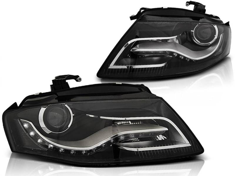 LED Tagfahrlicht Scheinwerfer Set in schwarz für Audi A4 B8-2008- bis 2011 von Tuning-Tec