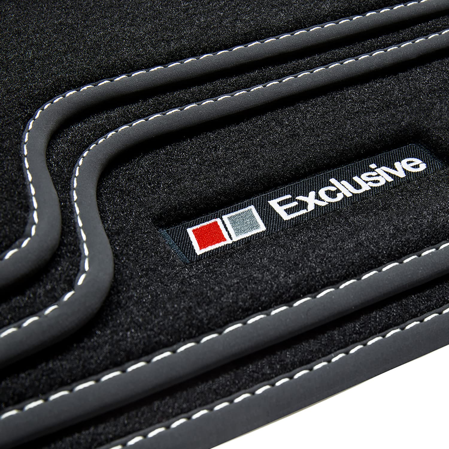 tuning-art V192 Fußmatten Exclusive-Line kompatibel mit VW Golf Sportsvan 2014-06/2020, Naht:Silber von tuning-art