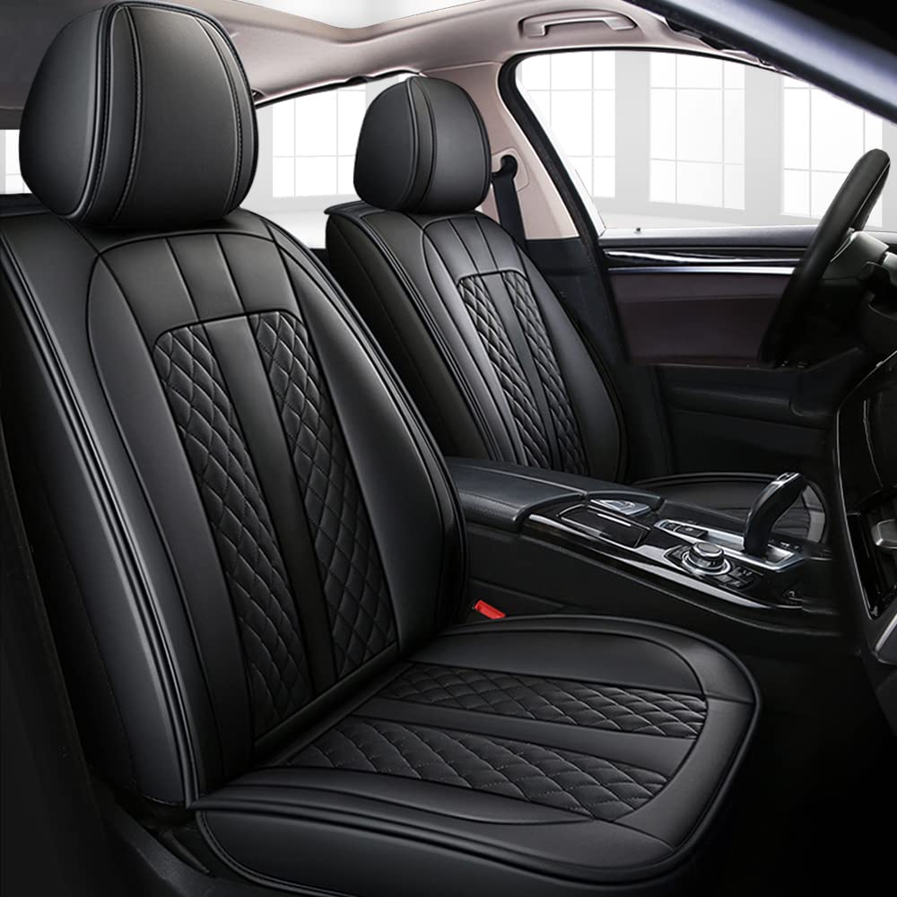 Tuqiang Auto-Sitzbezüge Für Audi Q3 Sportback Anno 2012-2021,vordere 2-Sitze Full Set PU Leder Autositzbezug,Schwarz von Tuqiang