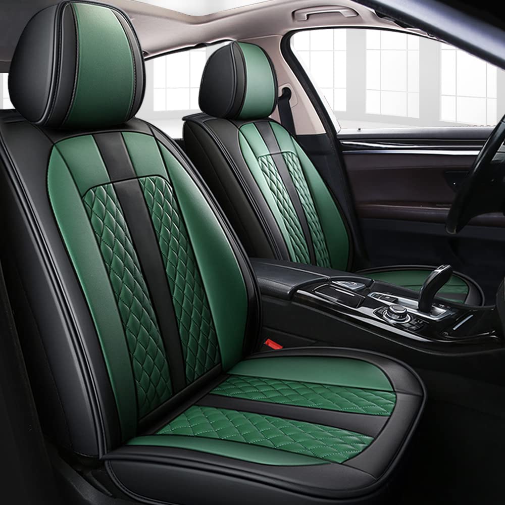 Tuqiang Auto-Sitzbezüge Für Dacia Duster Prestige,vordere 2-Sitze Full Set PU Leder Autositzbezug,schwarz und grün von Tuqiang