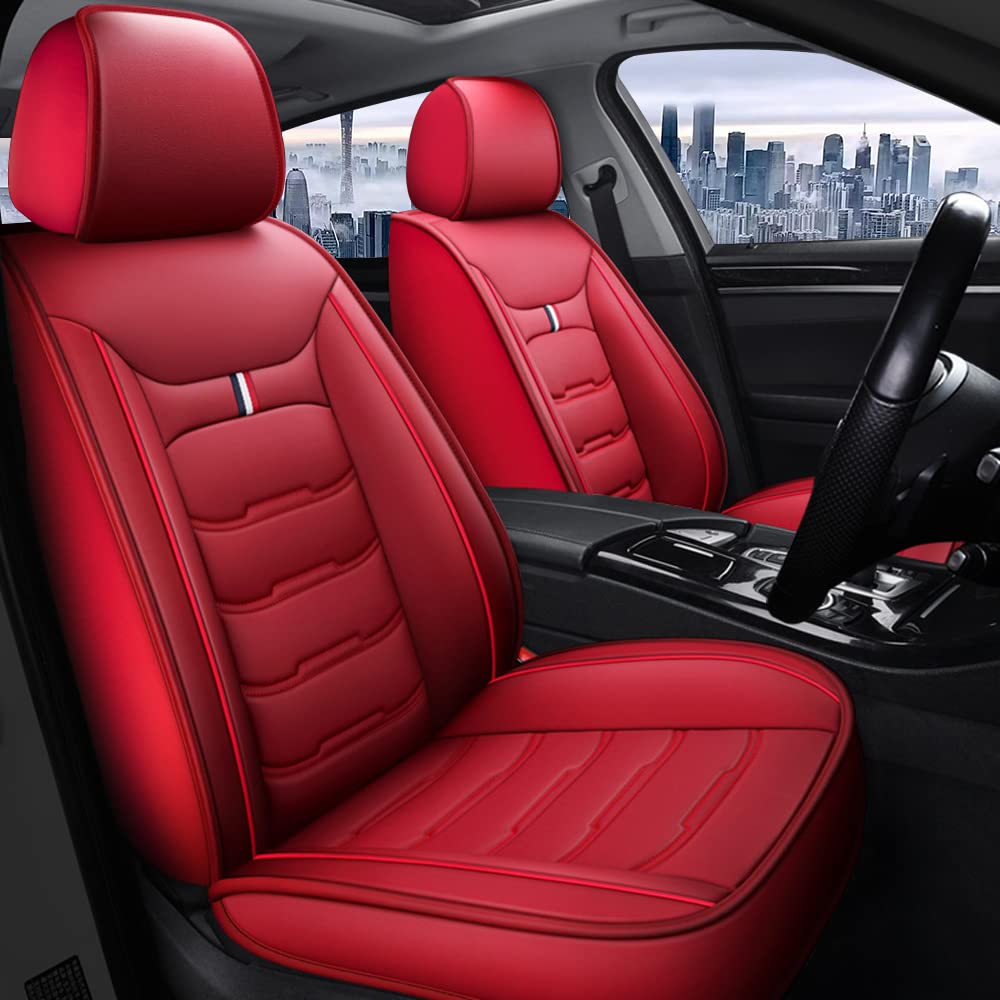 Autositzbezüge Für Mustang 2004-2020,vordere 2-Sitze Full Set Komfortabler Ledersitzbezüge Allwetter Autositzbezug,rot von Tuqiang