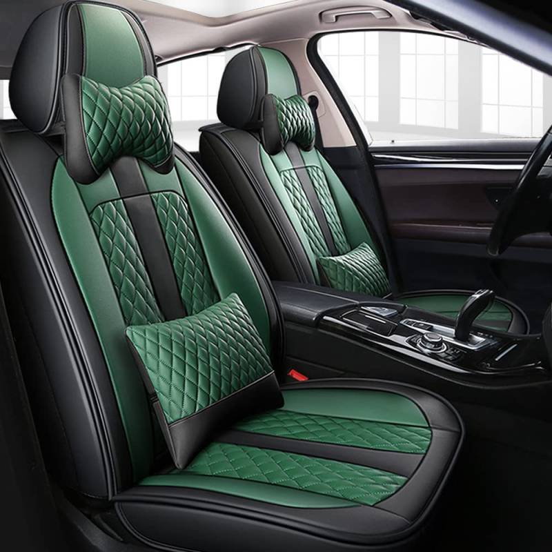 Autositzbezüge Für VW for Volkswagen Passat B5 B6 B7 B8 SE Estate Variant Luxus 5 Sitze PU-Leder sitzbezüge,schwarz und grün von Tuqiang