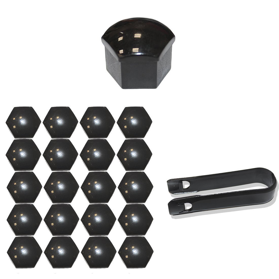 Tuqiang®20x Kappen Set Abdeckkappen Abdeckungen 17mm Radmuttern Kappen Radschrauben Radschraubenkappen Radkappen inkl Abzieher schwarz von Tuqiang