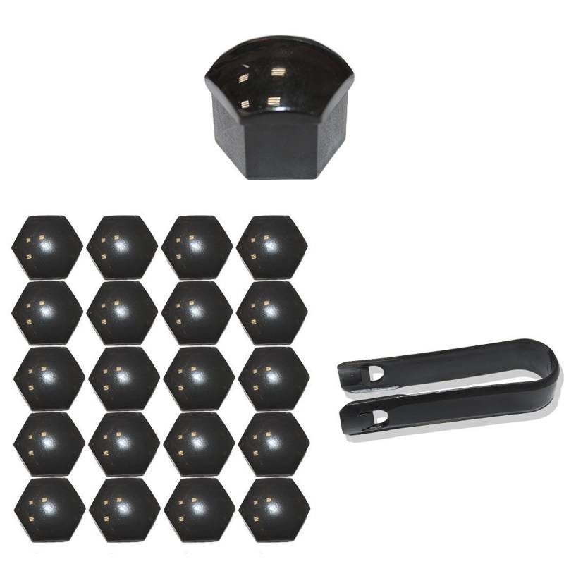 Tuqiang®20x Kappen Set Abdeckkappen Abdeckungen 17mm Radmuttern Kappen Radschrauben Radschraubenkappen Radkappen inkl Abzieher schwarz von Tuqiang