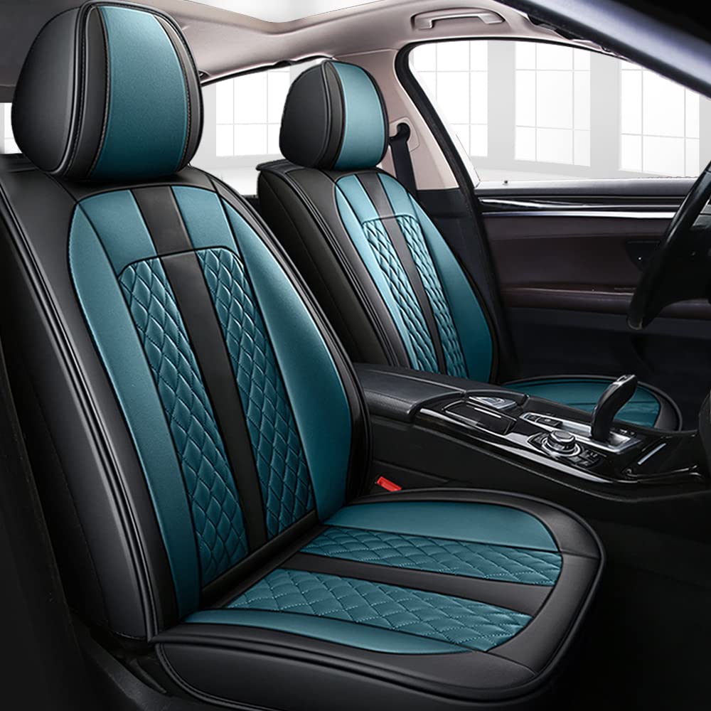 Tuqiang Auto-Sitzbezüge Für Dacia Duster Prestige,vordere 2-Sitze Full Set PU Leder Autositzbezug,Schwarz und blau von Tuqiang