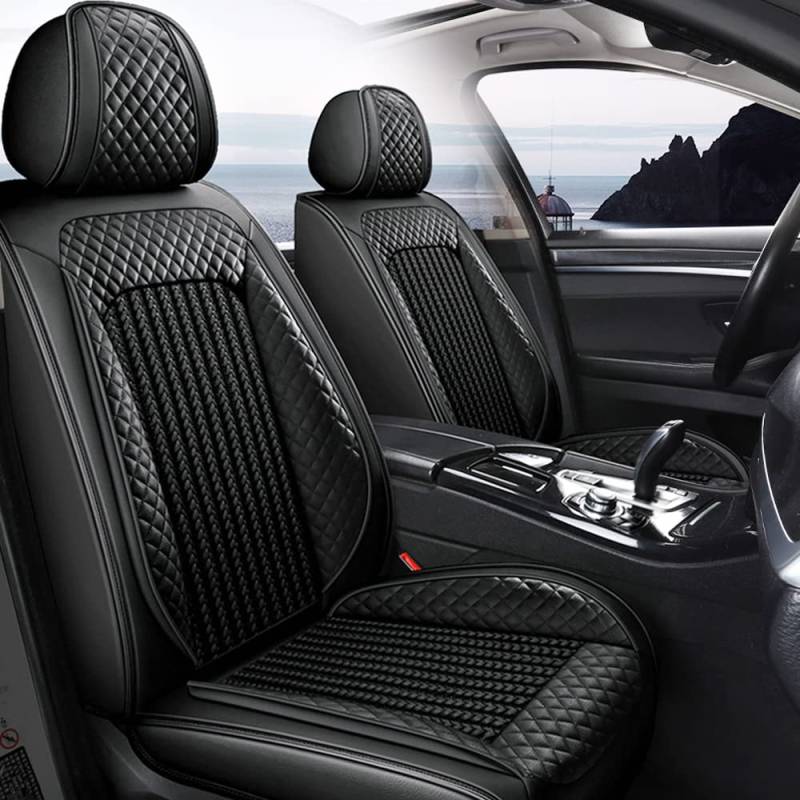 Tuqiang Autositzbezüge Für Volvo V60 5-Sitze Komfortabler Leder-Stoff Sitzauflage Allwetter-Autokissen Full Set,Schwarz von Tuqiang