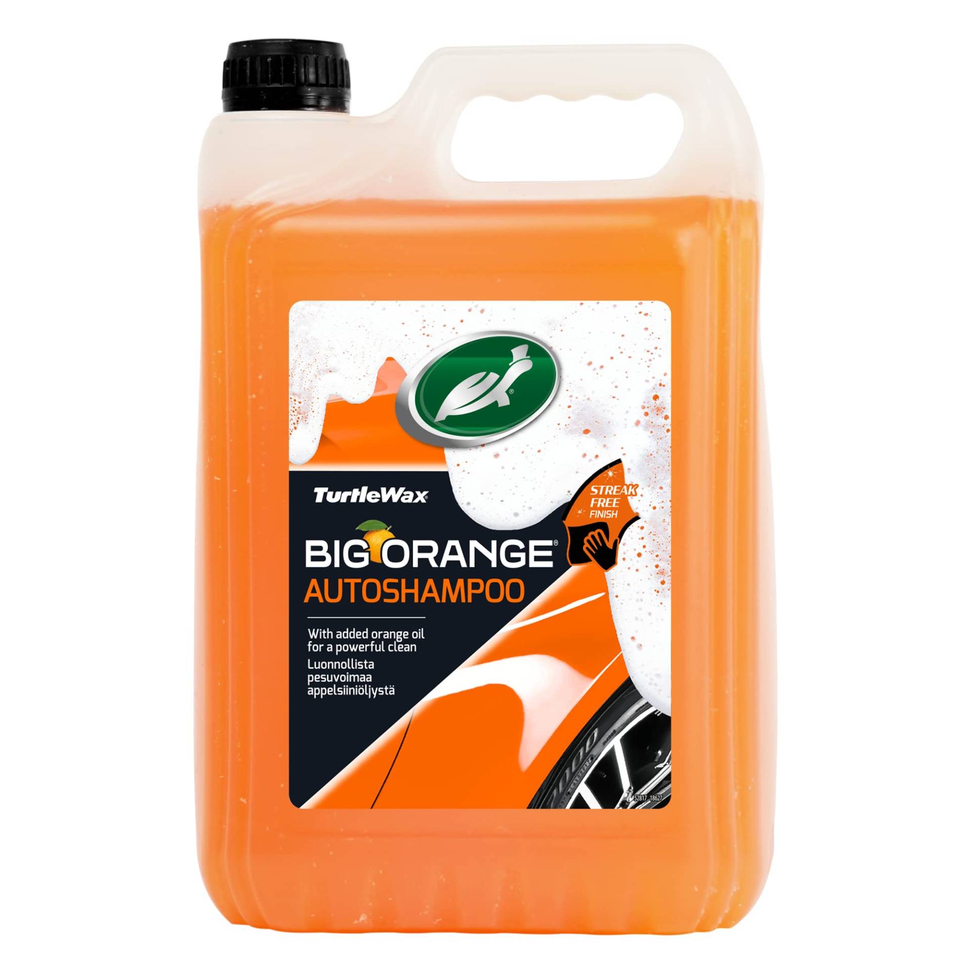 Turtle Wax Big Orange Auto Shampoo & Wash 5L - Schnelle Spülung Formel, die Dirt & Road -Schmutz entfernt, wodurch Ihr Auto mit einem glänzenden Ausstellungsraum und einem streifenfreien Finish hinterlässt von Turtle Wax