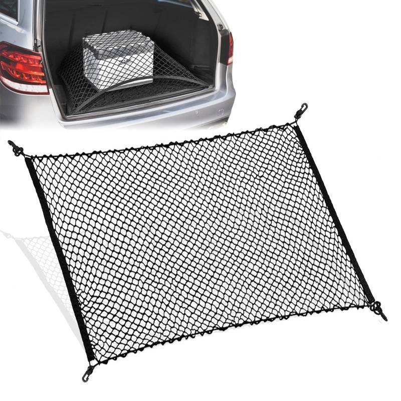 Gepäcknetz Auto,Kofferraum Netz mit 4 Haken,90 * 105 cm Kofferraumnetz Auto,Auto Organizer Netz kann auf 140cm*140cm Erweitert Werden von Tusenpy