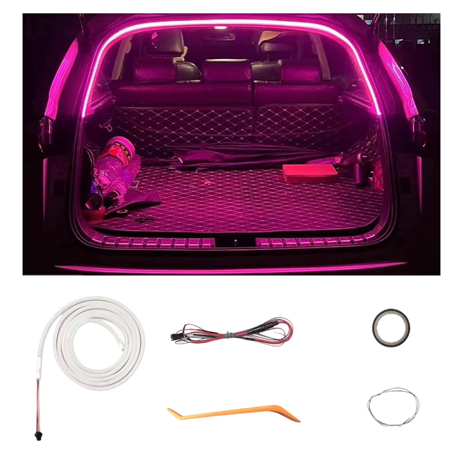 Automatischer Sensor Tail Box Light Strip, Dynamic Flowing Car Trunk Light Strip Kofferraum Lichtleiste Led Streifen Kofferraumbeleuchtung Led Band Lichtband (Dynamisch-Rosa Lila,2 m) von Twaynorb