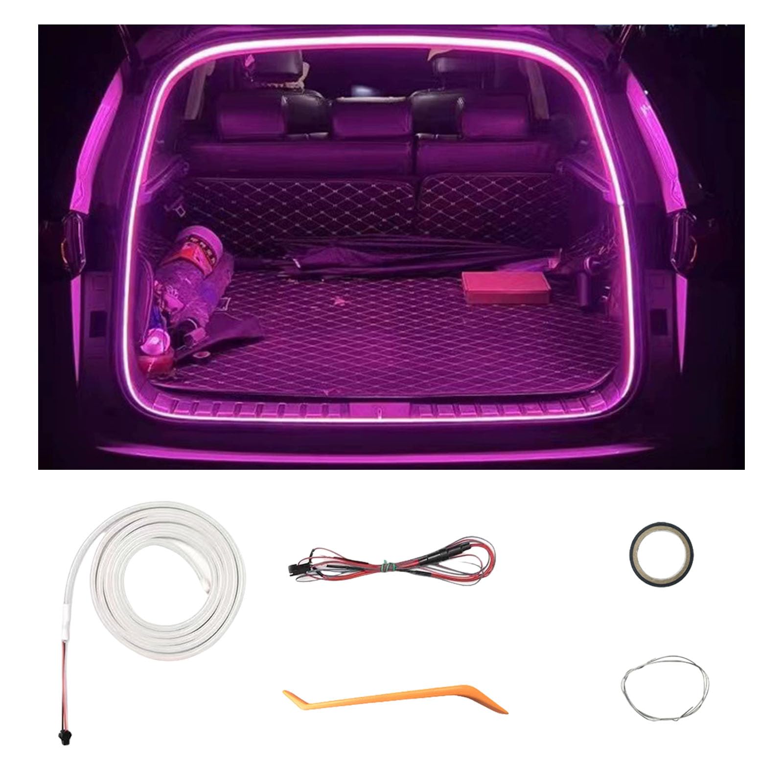 Automatischer Sensor Tail Box Light Strip, Dynamic Flowing Car Trunk Light Strip Kofferraum Lichtleiste Led Streifen Kofferraumbeleuchtung Led Band Lichtband (Dynamisch-Rosa Lila,4 m) von Twaynorb