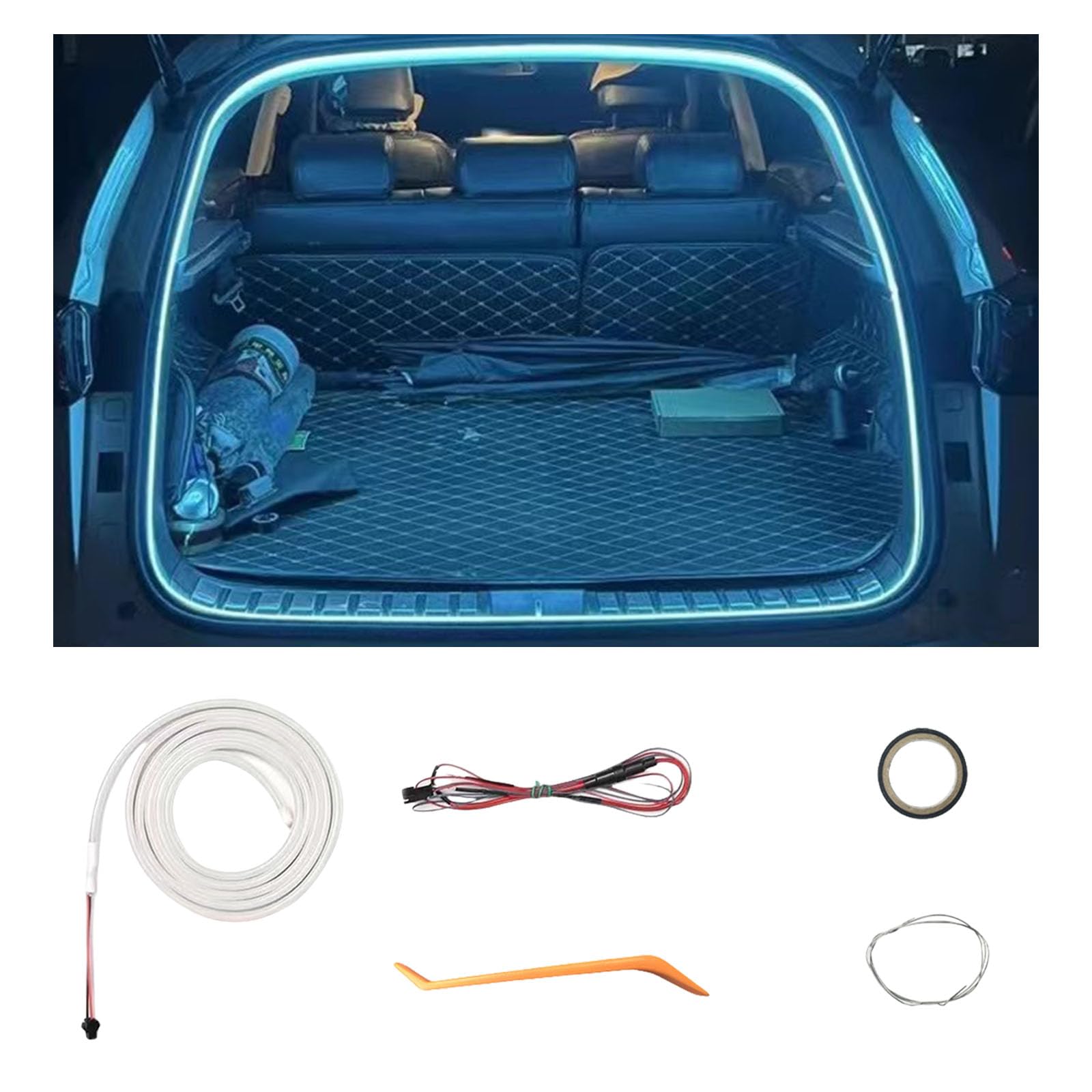 Automatischer Sensor Tail Box Light Strip, Dynamic Flowing Car Trunk Light Strip Kofferraum Lichtleiste Led Streifen Kofferraumbeleuchtung Led Band Lichtband (Immer aktiv-Eisblau,4 m) von Twaynorb