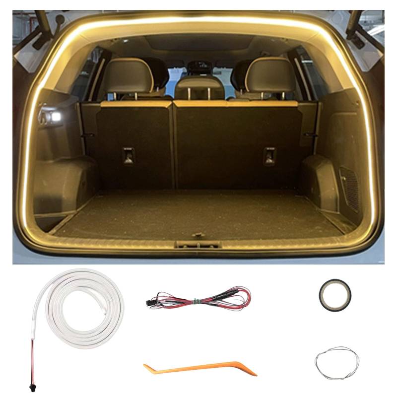 Automatischer Sensor Tail Box Light Strip, Dynamic Flowing Car Trunk Light Strip Kofferraum Lichtleiste Led Streifen Kofferraumbeleuchtung Led Band Lichtband (Immer aktiv-Warmes Gelb,4 m) von Twaynorb