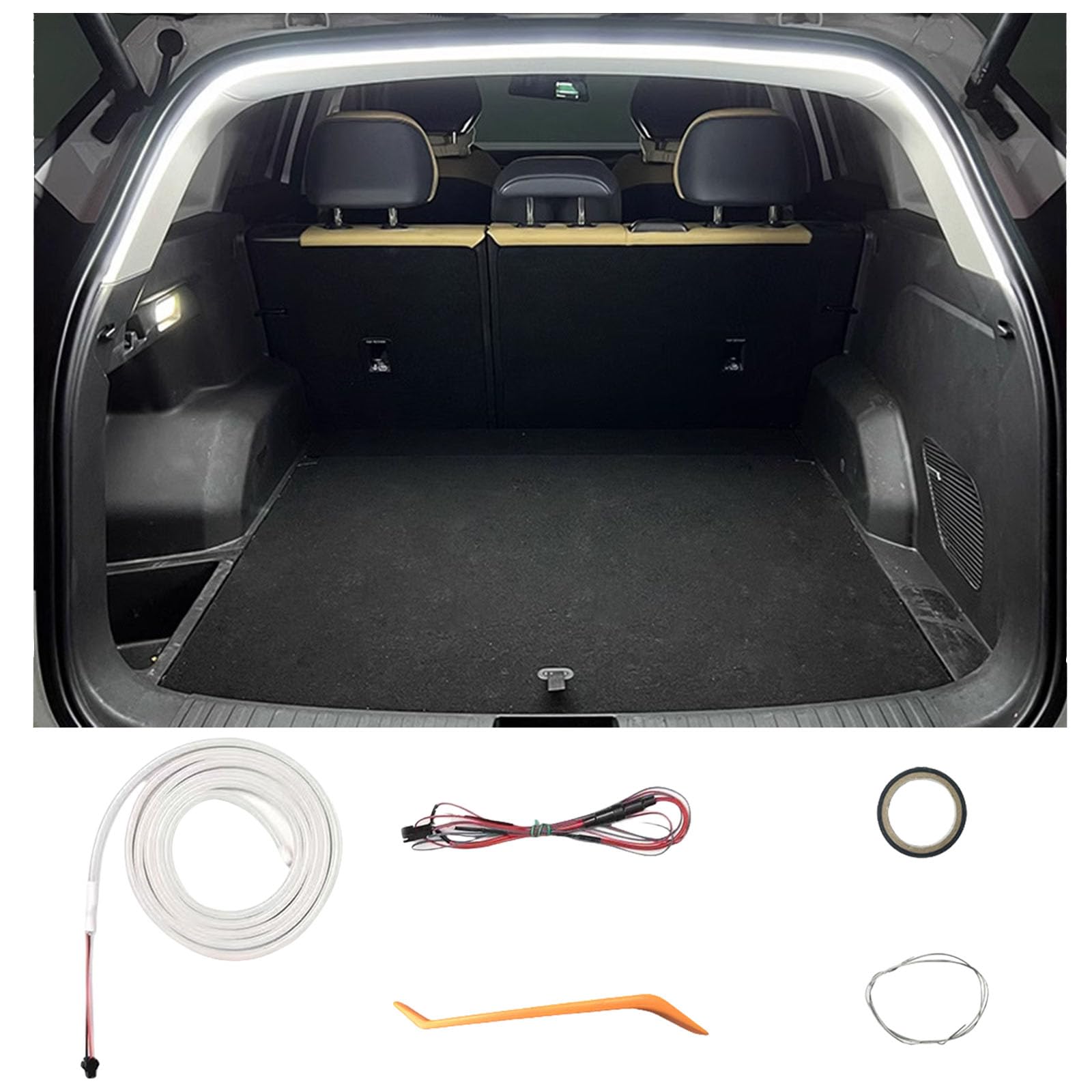 Automatischer Sensor Tail Box Light Strip, Dynamic Flowing Car Trunk Light Strip Kofferraum Lichtleiste Led Streifen Kofferraumbeleuchtung Led Band Lichtband (Immer aktiv-Weißes Licht,2 m) von Twaynorb