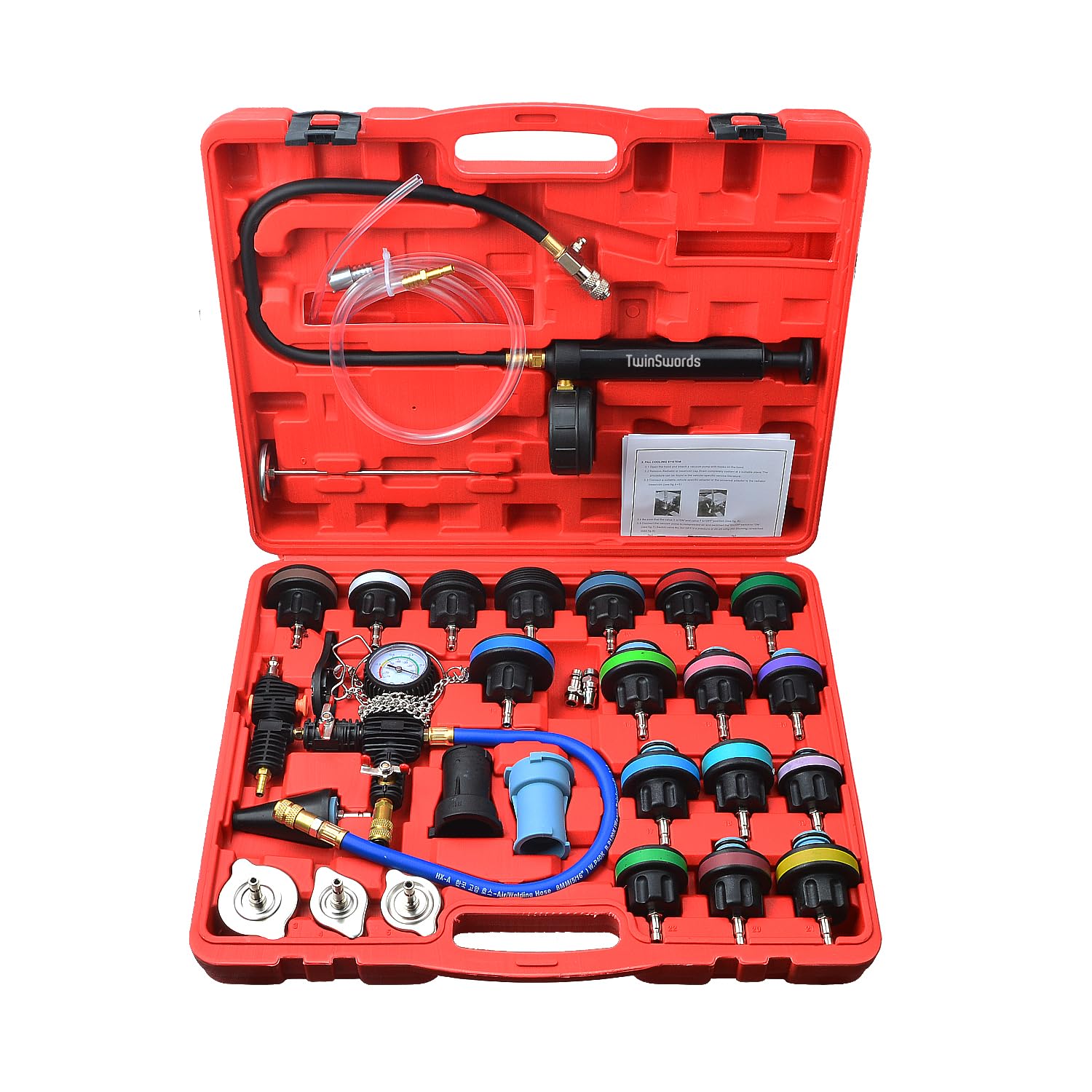 TwinSwords Kühlerabdrückgerät | Kühlsystemtester | Kühlsystem Tester | abdrücken Prüfgerät | Wassertank Lecksucher Werkzeug Drucktester 28-teiliges 1 Set TwinSwords Kühlerabdrückgerät | Kühlsystemtester | Kühlsystem Tester | abdrücken Prüfgerät | Wassertank Lecksucher Werkzeug Drucktester 28-teiliges 1 Set von TwinSwords
