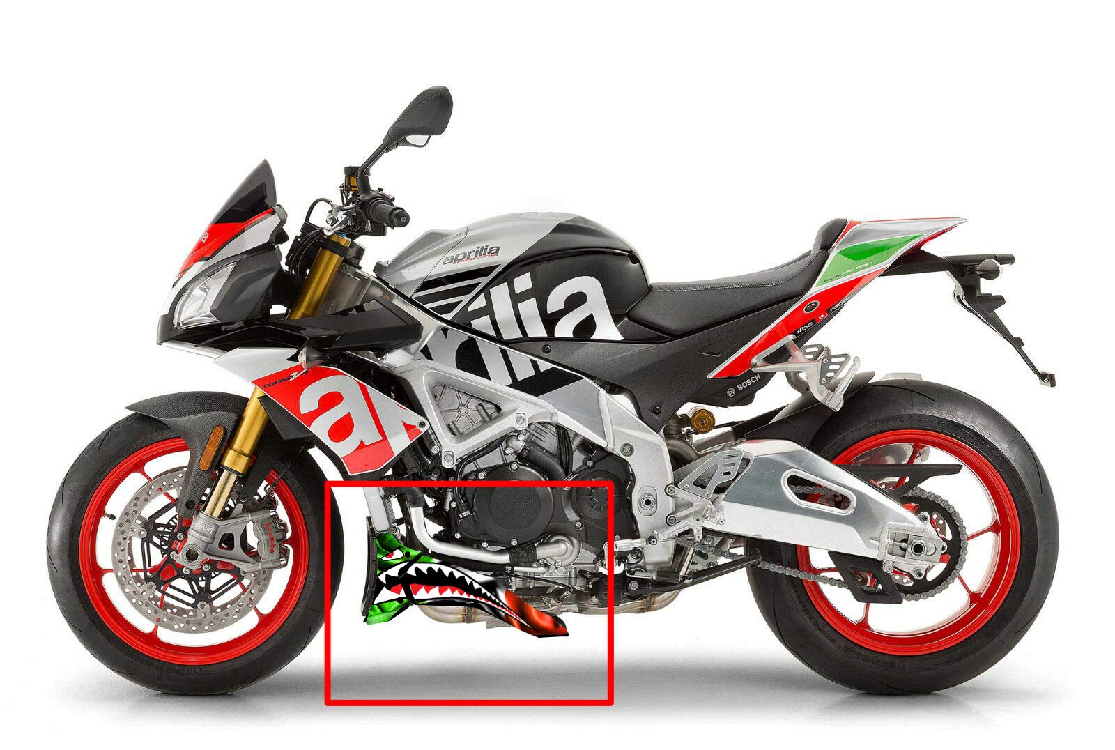 Twisted Melon Aprilia Tuono V4 1100 Factory Italienische Flagge Bauch Pan Grafik Set Fighter Teeth Twisted Melon Aprilia Tuono V4 1100 Factory Italienische Flagge Bauch Pan Grafik Set Fighter Teeth von Twisted Melon