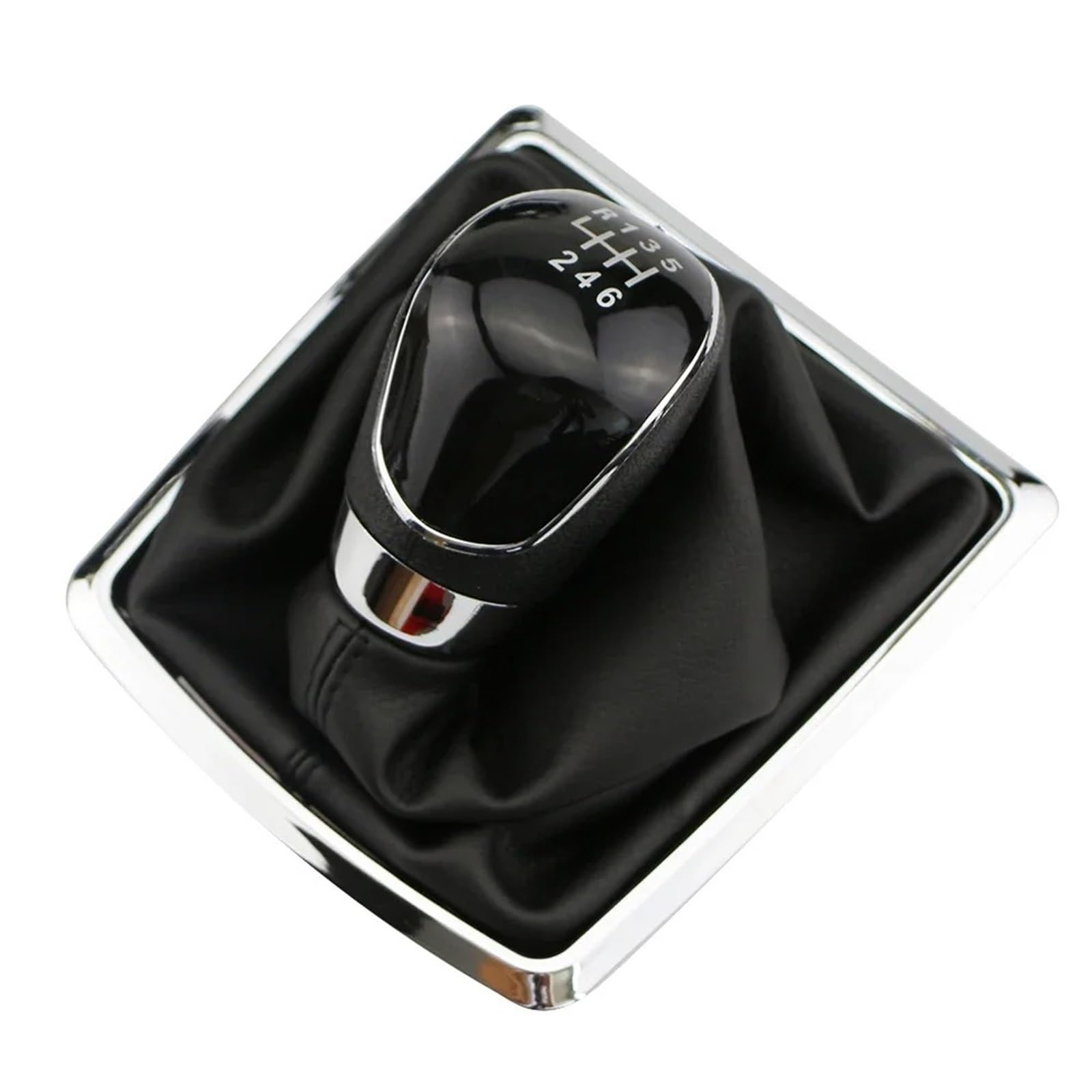 Auto-Schalthebelkopf Für Für Focus 2 MK2 2005-2011 Fiesta Kuga 2008-2012 Auto-Schaltknauf-Halsbänder 5 6-Gang-Leder-Gamaschen-Boot-Zubehör Schaltknäufe(6 Speed Black) von Twxxws