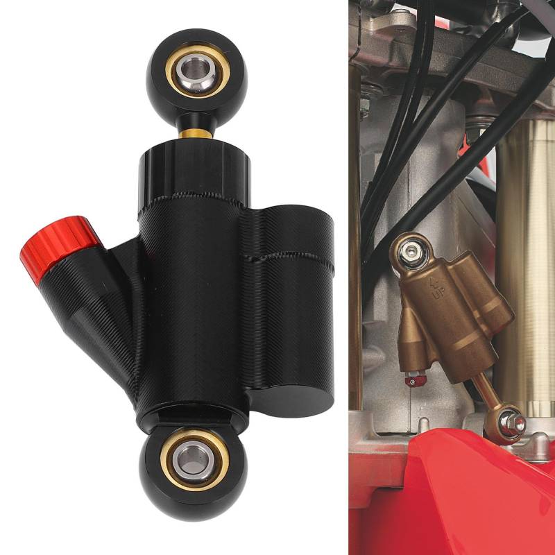 Motorcycle CNC Adjustable Steering Damper Stabilizer Safety Control Aluminum Alloy Universal for Motorbike (Black) von Tyenaza