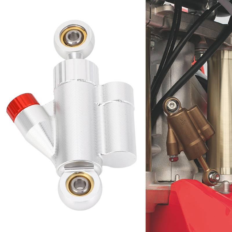 Motorcycle CNC Adjustable Steering Damper Stabilizer Safety Control Aluminum Alloy Universal for Motorbike (Silver) von Tyenaza