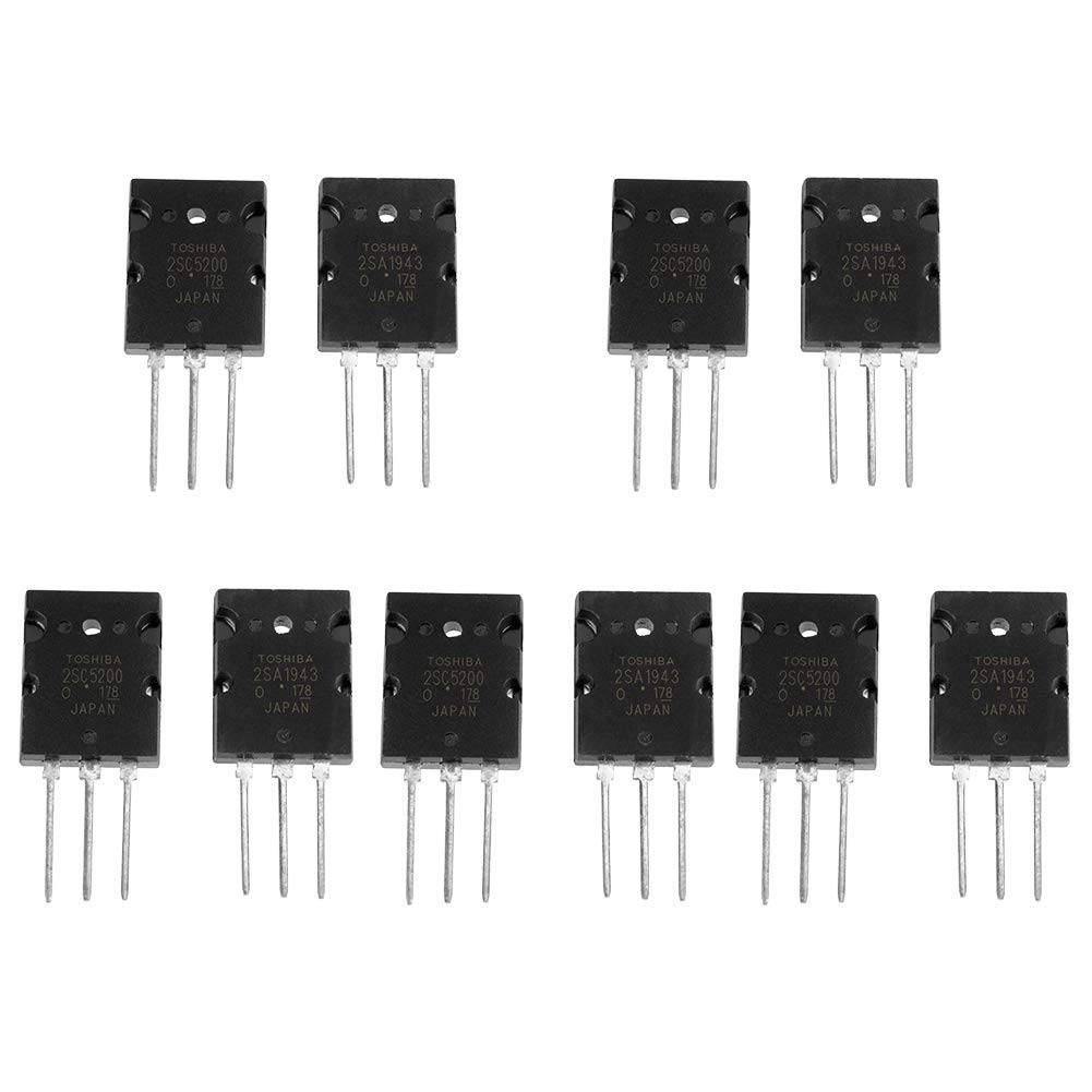 Transistoren, 5 Paar Schwarz Leistungsverstärker Transistor 2SA1943 2SC5200 High Power Matched Audio Transistor Transistor Audio Transistor Transistoren, 5 Paar Schwarz Leistungsverstärker Transistor 2SA1943 2SC5200 High Power Matched Audio Transistor Transistor Audio Transistor von Tyenaza