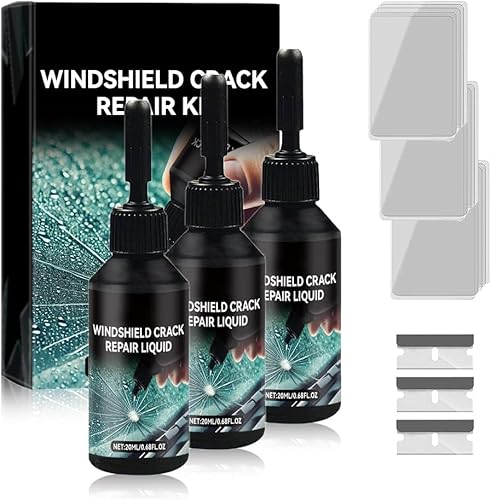 Tyibbzefs Steinschlag Reparaturset Windschutzscheibe, 2025 Neu Windshield Crack Repair Formula, Glas Cracks Reparatur Set, Zur Reparatur Löchern und Rissen (3 Stück) von Tyibbzefs