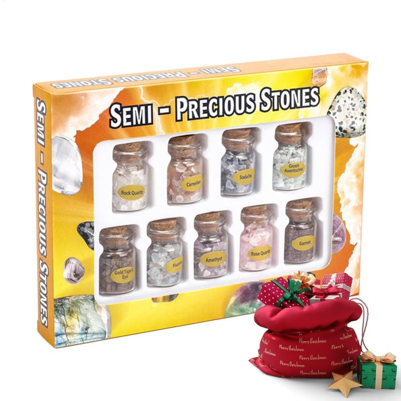 Tyinerc Verschiedene Flaschen mit Edelsteinen, Flaschen mit Edelsteinen und Kristallen – verschiedene Wunschflasche mit Edelsteinen | Set mit Steinen von Tyinerc