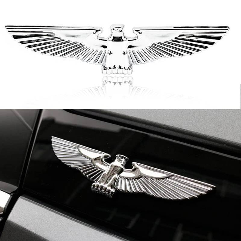 1 x 3D-Tier-Auto-Dekoration, Metall-Adler, selbstklebend, Auto-Abzeichen, Emblem, Aufkleber für universelle Autos, Motorräder, Auto-Styling, dekoratives Zubehör (silberfarben/groß) von U/N