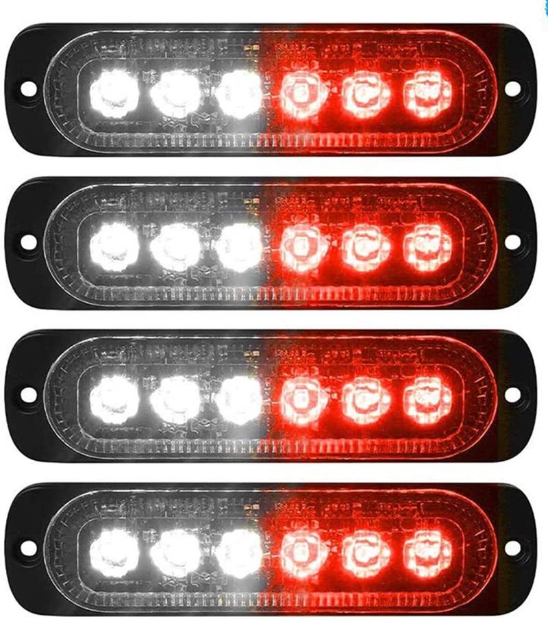 LED-Seitenmarkierungsleuchten, Seitenmarkierungs-LED-Leuchten 4PCS 6 LED Auto Car Truck Trailer Caravan Seitenmarkierungsleuchte 12V 24V (Weiß + Rot) von U/S