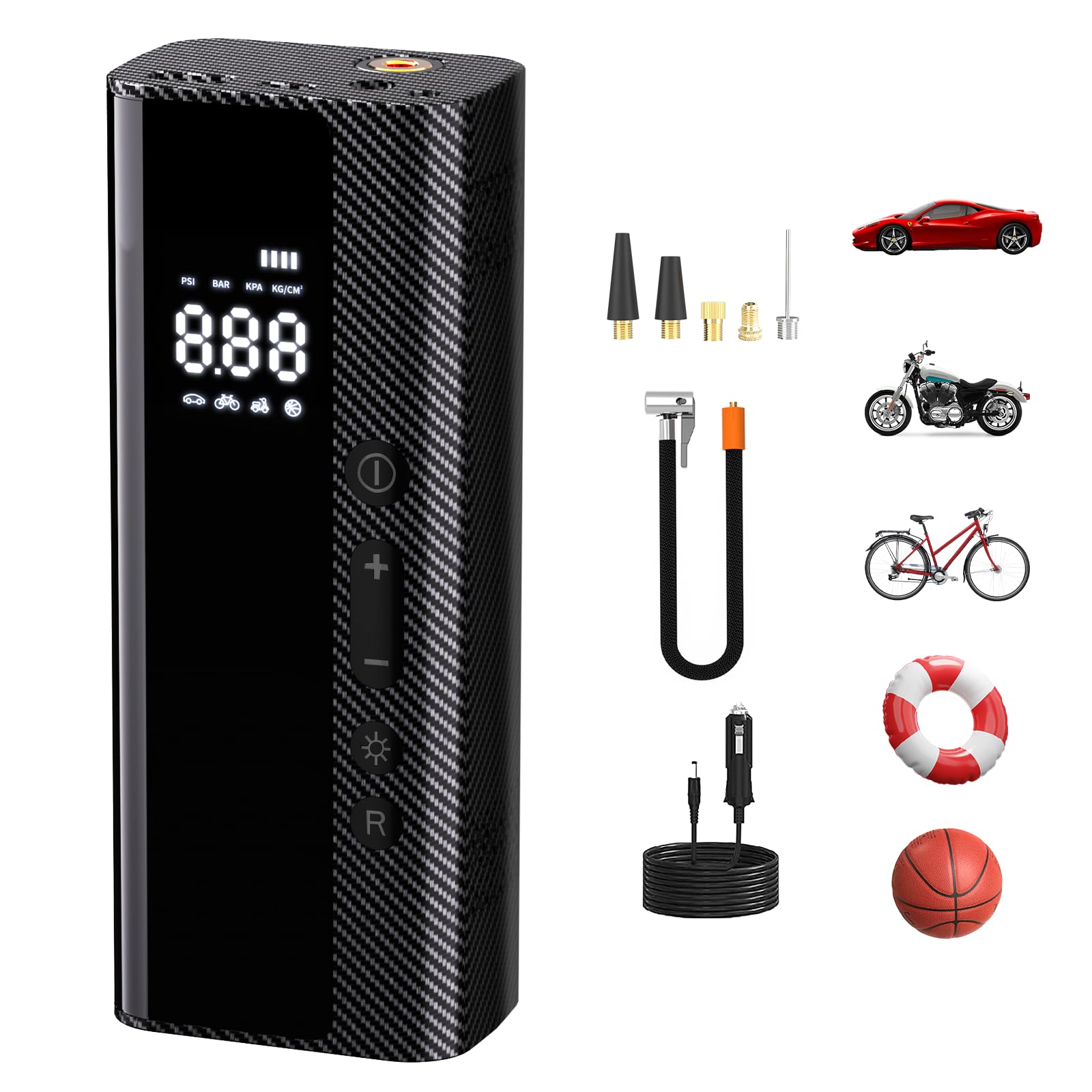 U-VKK Elektrische Luftpumpe, Akku Luftpumpe 5200mAh 150PSI, Wiederaufladbare Tragbarer Luftkompressor LCD Display, Mobiler Mehrzweckkompressor, Für Fahrräder, Motorrad, Bälle und Schwimmringe U-VKK Elektrische Luftpumpe, Akku Luftpumpe 5200mAh 150PSI, Wiederaufladbare Tragbarer Luftkompressor LCD Display, Mobiler Mehrzweckkompressor, Für Fahrräder, Motorrad, Bälle und Schwimmringe von U-VKK
