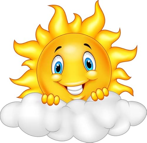 U24 Aufkleber Lustige Sonne mit Wolke 20 x 20 cm Autoaufkleber Sticker Konturschnitt von U24