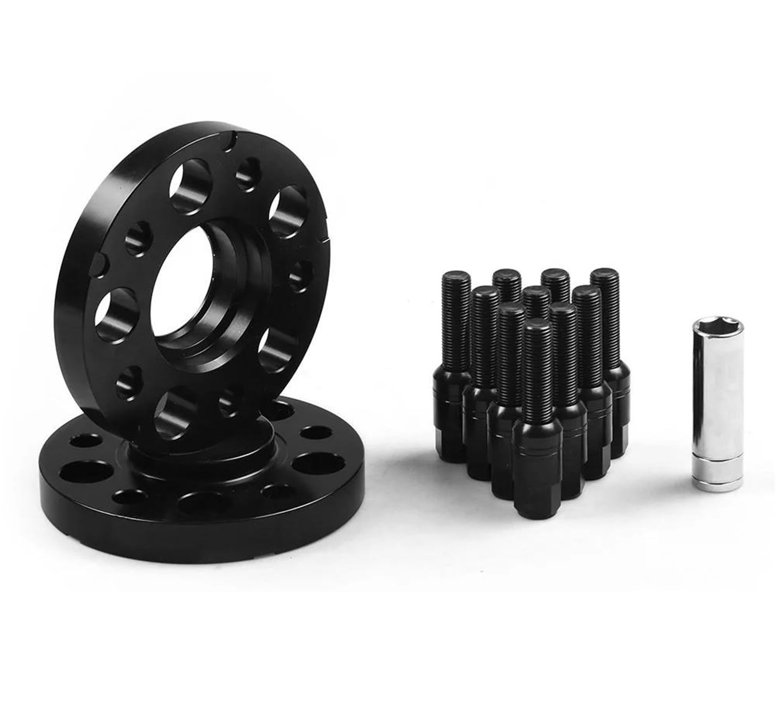 Radschrauben 15 Mm 5 X 112 Mm 66,6 Mm Radabstandshalter Mit Zentrischer Bohrung M14 X 1,5 Konische Bolzen Für A4 A5 A7 A8 Q5 SQ5 RS5 RS7 Mit Kugelbolzen Spurverbreiterungen(Schwarz) von UAGFDFF