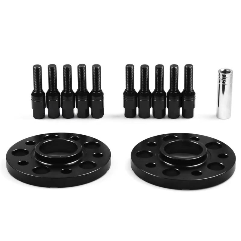 Radschrauben 15mm 5x112mm 66,6mm Hub Centric Bohrung Spurverbreiterungen M14x1,25 Konische Schrauben Für X5 G05 X7 G07 2018 Für Mini W/Kugel Schrauben Spurverbreiterungen(Schwarz) von UAGFDFF