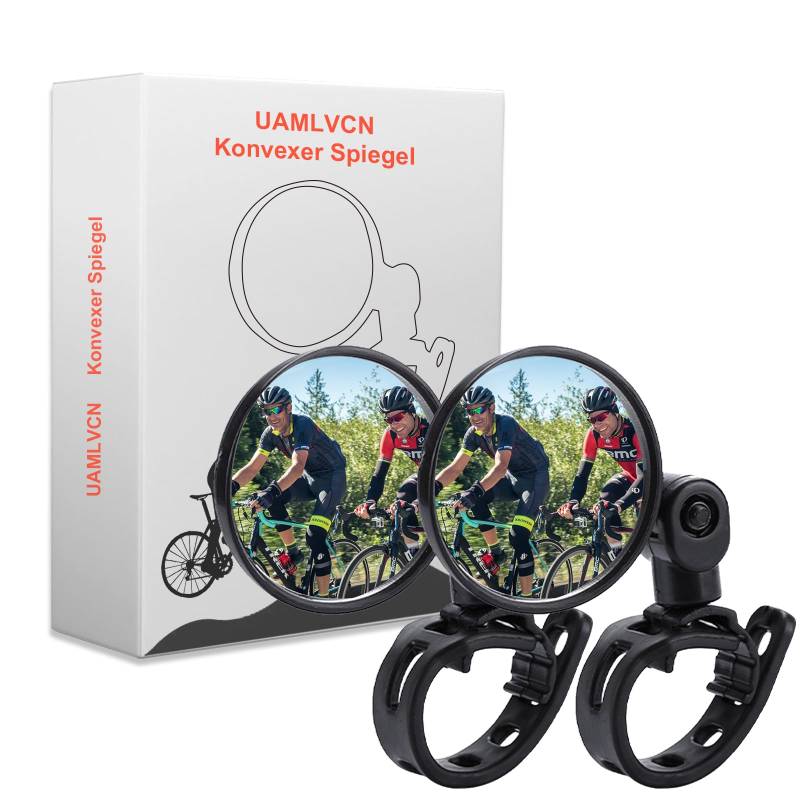 Fahrradspiegel, 2 Stück Rückspiegel Fahrrad, 360° Drehbar Fahrradspiegel Klappbar Universal für Lenker 15-35mm, E-Bike links, Spiegel für Fahrrad Rennrad Roller Mountainbike von UAMLVCN