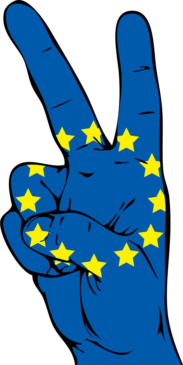 UB Aufkleber Europa Peace Finger 13 cm x 6 cm Flagge/Fahne (Autoaufkleber) von UB