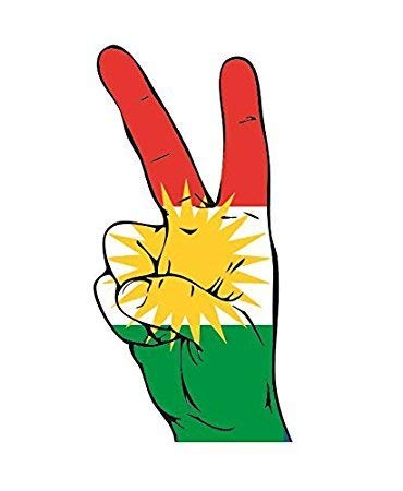 UB Aufkleber Kurdistan Peace Finger 13 cm x 6 cm Flagge/Fahne (Autoaufkleber) von UB