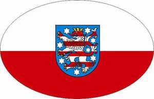 UB Aufkleber Thüringen Oval 10 cm x 6,5 cm Flagge/Fahne (Autoaufkleber) von UB