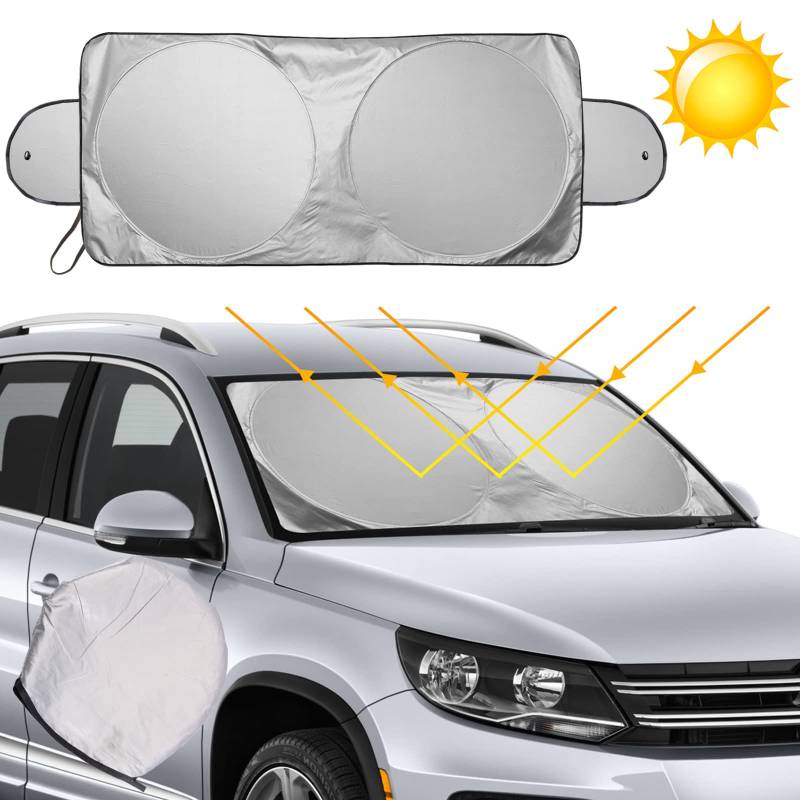 UBEGOOD Sonnenschutz für Windschutzscheibe, Sonnenschutz Windschutzscheibe Autoscheiben Abdeckung blockiert UV für SUV, Truck, Auto,160 ×86 cm von UBEGOOD