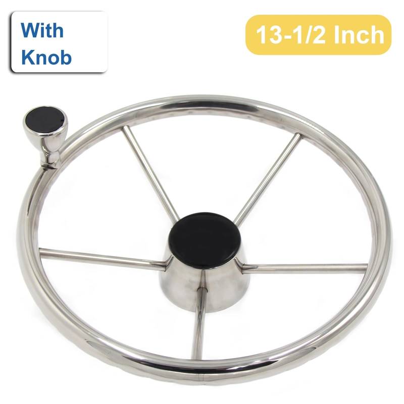 Edelstahl-Lenkung 5-Speichen-Rad mit Knopfgriff Boot Zubehör Fit for Boot(13.5 with knob) von UDHBJEBQ