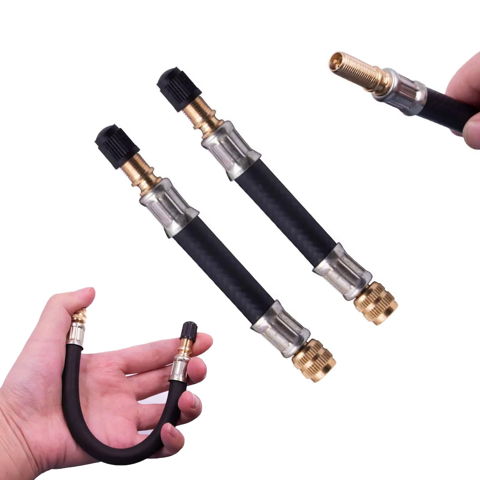 UEPOA Autoventil Verlängerung, 2 Stück 100 mm Universal Reifenventilverlängerung Gummi Reifenfüller Schlauch Verlängerung Adapter für Universelle Autos Lkws Motorräder Fahrräder von UEPOA