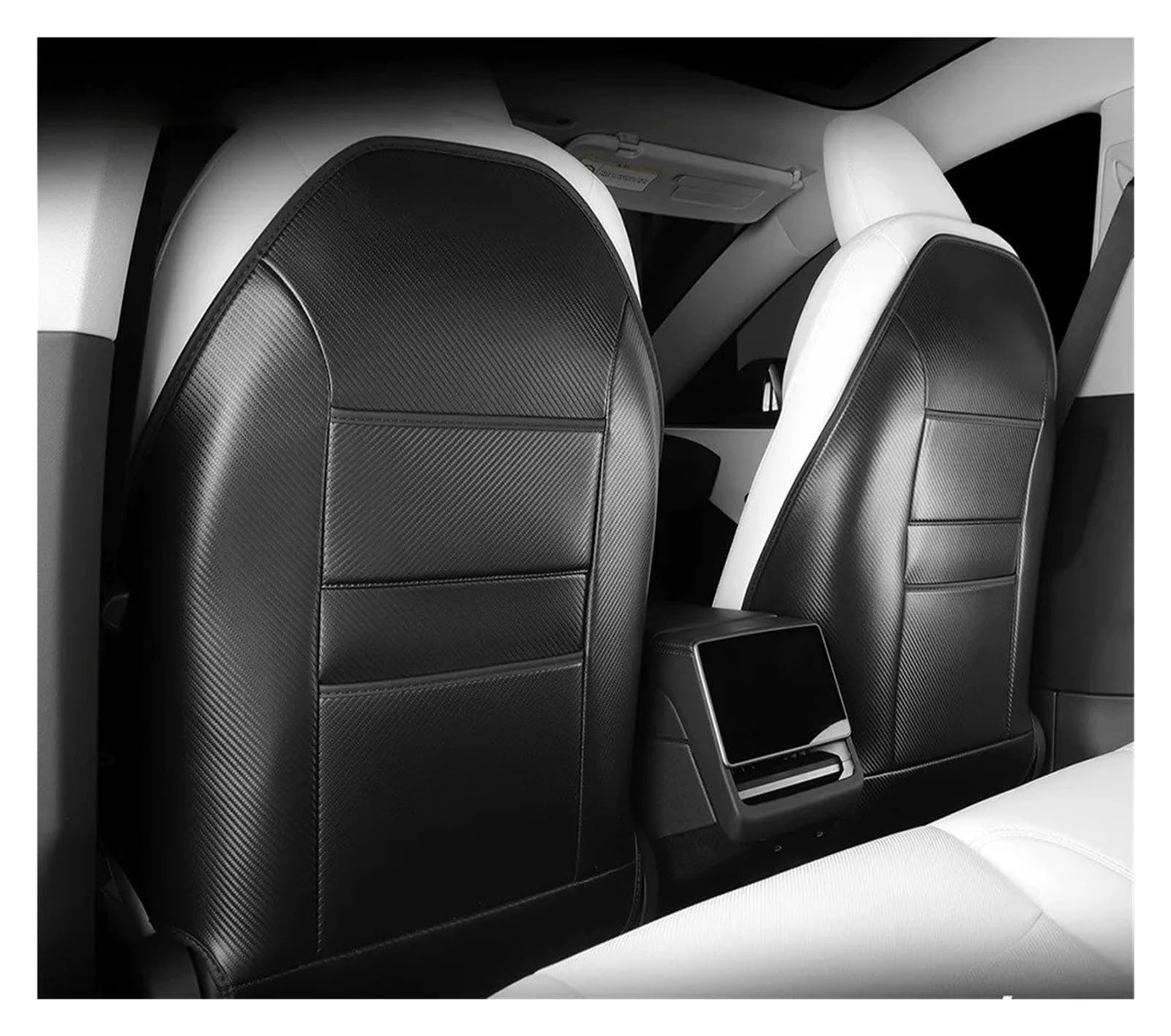 Auto Sitzbezug Auto Sitz Rückenlehne Anti Schmutz Pad Sitz Schutz Abdeckung Anti Kick Pad Für Tesla Für Modell 3 Highland Für Modell Für Y 2024 Auto Schonbezüge(Leather Black) von UFITIDU