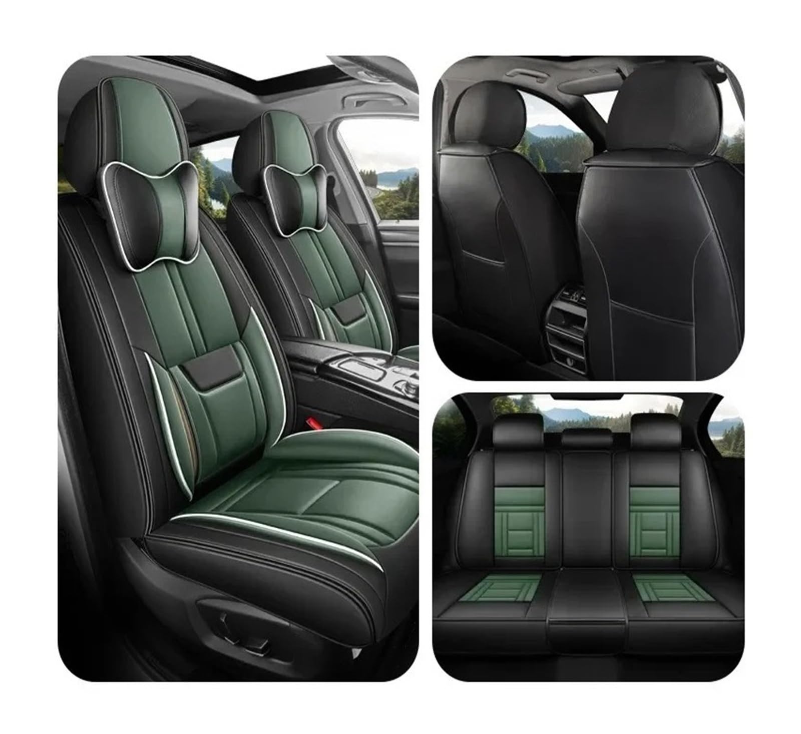 Auto Sitzbezug Autositzbezug-Zubehör Für Toyota Hilux Für Corolla Für Yaris Für Chr Für Rav4 Auris 2024 2023 2022 2021 2020 2019 2018 2017 2016 2015 Auto Schonbezüge(Black Green Luxury) von UFITIDU