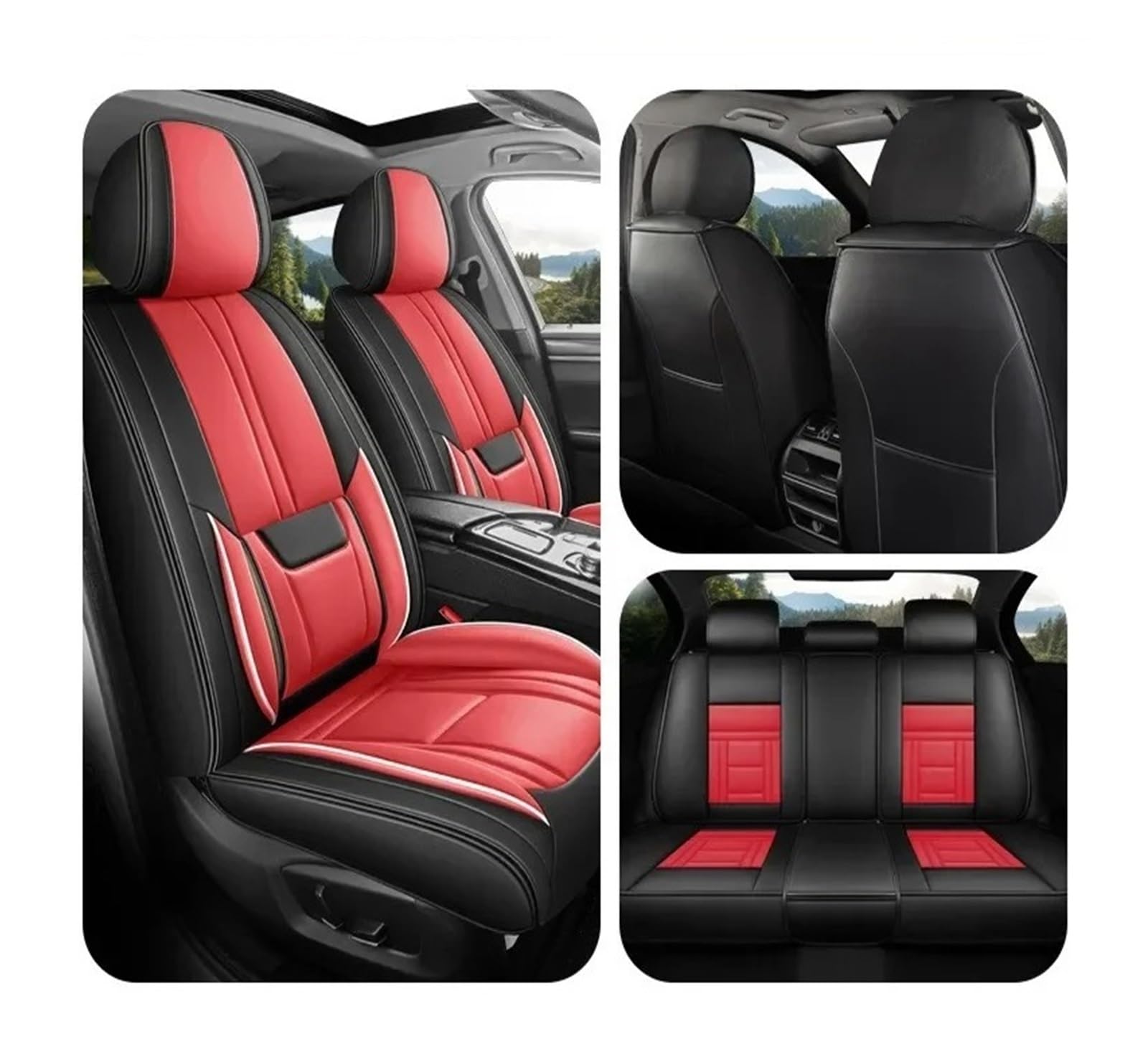 Auto Sitzbezug Autositzbezug-Zubehör Für Toyota Hilux Für Corolla Für Yaris Für Chr Für Rav4 Auris 2024 2023 2022 2021 2020 2019 2018 2017 2016 2015 Auto Schonbezüge(Black Red Standard) von UFITIDU