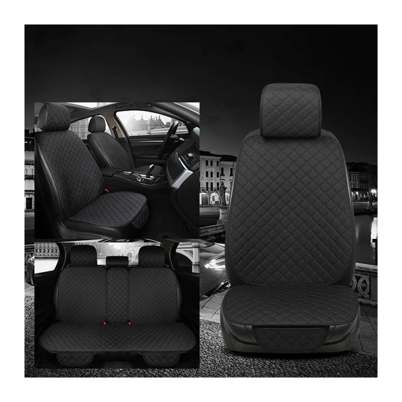 Auto Sitzbezug Autositzbezug rutschfest 4 Farben Flachs Universal Autositzkissen Matte Auto Styling Automobil Autositzschutz Autozubehör Auto Schonbezüge(1 Set Black) von UFITIDU